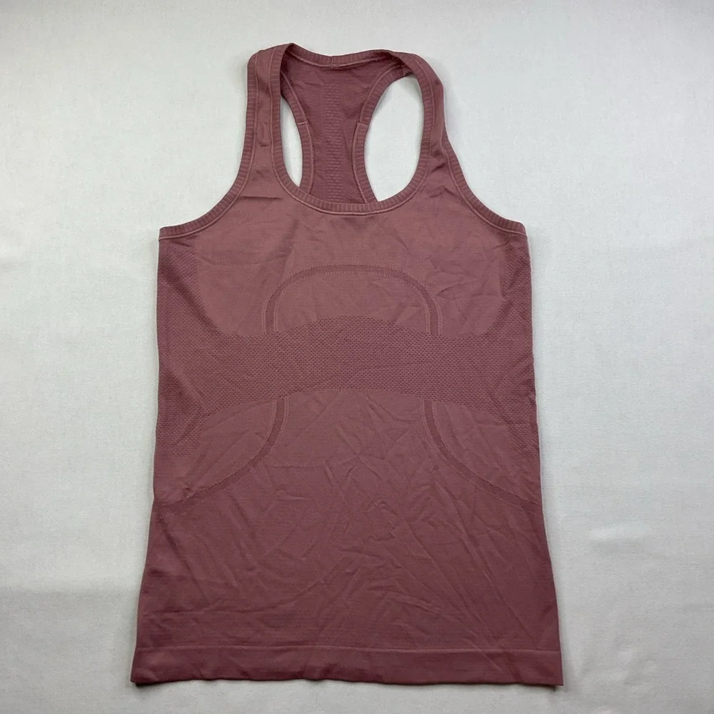 Lululemon Tank Top Women Sz 6 Metal Vent Racer Back Vented Athletic Gym Mauve